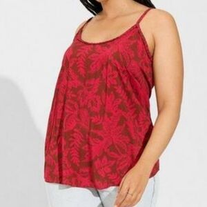 Torrid Challis Braided Strap Sleeveless Tank Red Floral Plus Size 1X